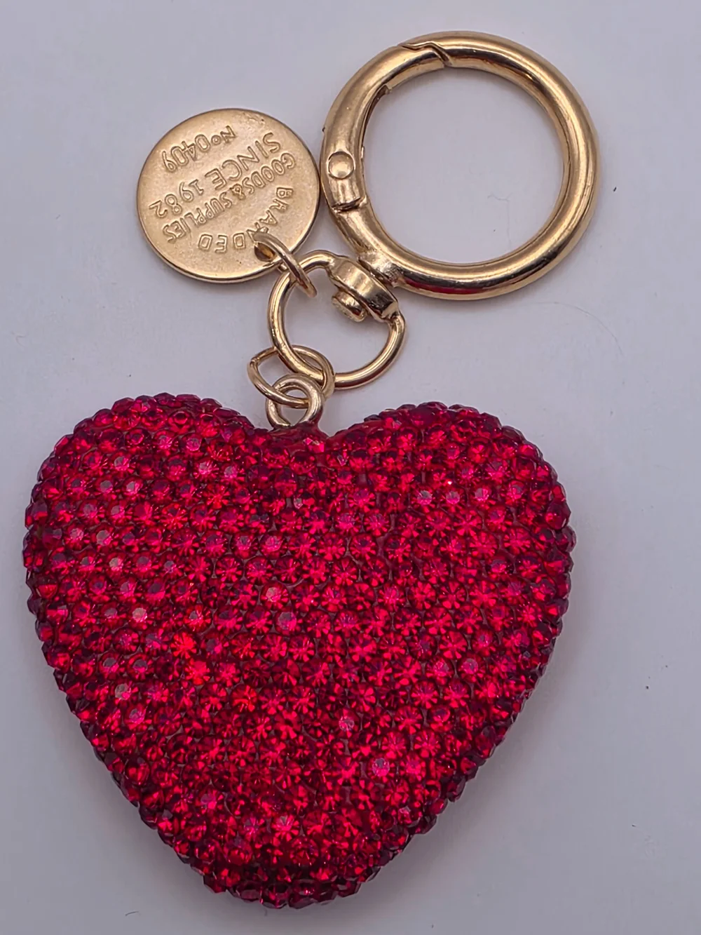 Gold-Tone Heart Crystal Keychain - Red Accent